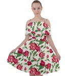 Red flowers floral seamless pattern Cut Out Shoulders Chiffon Dress