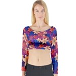 Lilies and palm leaves pattern Long Sleeve Crop Top