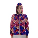 Lilies and palm leaves pattern Women s Hooded Windbreaker