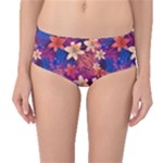 Lilies and palm leaves pattern Mid-Waist Bikini Bottoms