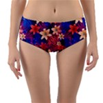 Lilies and palm leaves pattern Reversible Mid-Waist Bikini Bottoms