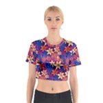 Lilies and palm leaves pattern Cotton Crop Top