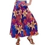 Lilies and palm leaves pattern Satin Palazzo Pants