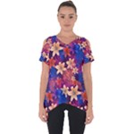 Lilies and palm leaves pattern Cut Out Side Drop Tee