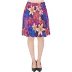 Lilies and palm leaves pattern Velvet High Waist Skirt