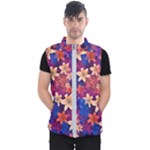 Lilies and palm leaves pattern Men s Puffer Vest