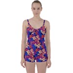 Lilies and palm leaves pattern Tie Front Two Piece Tankini