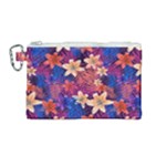 Lilies and palm leaves pattern Canvas Cosmetic Bag (Medium)