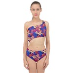 Lilies and palm leaves pattern Spliced Up Two Piece Swimsuit