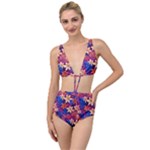 Lilies and palm leaves pattern Tied Up Two Piece Swimsuit