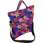 Lilies and palm leaves pattern Fold Over Handle Tote Bag
