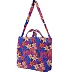 Lilies and palm leaves pattern Square Shoulder Tote Bag