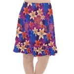 Lilies and palm leaves pattern Fishtail Chiffon Skirt