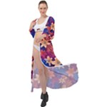 Lilies and palm leaves pattern Maxi Chiffon Beach Wrap