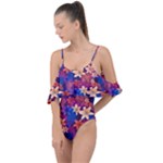 Lilies and palm leaves pattern Drape Piece Swimsuit