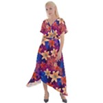 Lilies and palm leaves pattern Cross Front Sharkbite Hem Maxi Dress