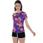 Lilies and palm leaves pattern Back Circle Cutout Sports Tee