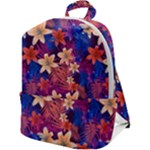 Lilies and palm leaves pattern Zip Up Backpack