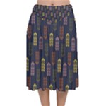 Colorful ornamental pattern Velvet Flared Midi Skirt