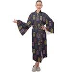 Colorful ornamental pattern Maxi Velour Kimono