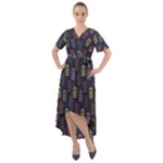 Colorful ornamental pattern Front Wrap High Low Dress