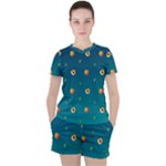 Peaches tropical pattern Women s Tee and Shorts Set