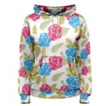 Red and blue roses seamless pattern Women s Pullover Hoodie