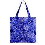 Blue roses seamless floral pattern Zipper Grocery Tote Bag