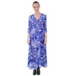Blue roses seamless floral pattern Button Up Maxi Dress