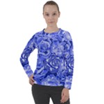 Blue roses seamless floral pattern Women s Long Sleeve Raglan Tee