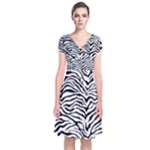 Zebra skin pattern Short Sleeve Front Wrap Dress