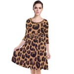 Leopard skin Quarter Sleeve Waist Band Dress