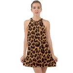 Leopard skin Halter Tie Back Chiffon Dress