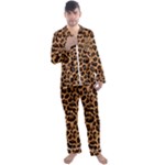 Leopard skin Men s Long Sleeve Satin Pajamas Set