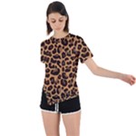 Leopard skin Asymmetrical Short Sleeve Sports Tee