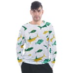 Fishing Fish Pattern Design Men s Long Sleeve Raglan Tee