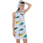 Fishing Fish Pattern Design Racer Back Hoodie Dress