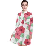 Floral Hibiscus Pattern Design Long Sleeve Chiffon Shirt Dress