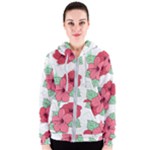 Floral Hibiscus Pattern Design Women s Zipper Hoodie