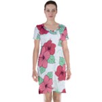 Floral Hibiscus Pattern Design Short Sleeve Nightdress