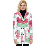 Floral Hibiscus Pattern Design Button Up Hooded Coat 