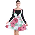 Floral Hibiscus Pattern Design Plunge Pinafore Dress