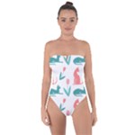 Cat silhouettes pattern design Tie Back One Piece Swimsuit