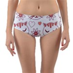 Cat Love Cartoon Pattern Reversible Mid-Waist Bikini Bottoms