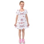 Cat Love Cartoon Pattern Kids  Short Sleeve Velvet Dress