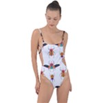 Beetles Colorful Pattern Design Tie Strap One Piece Swimsuit