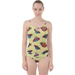 Colorful Butterflies Pattern Cut Out Top Tankini Set