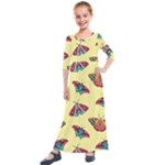 Colorful Butterflies Pattern Kids  Quarter Sleeve Maxi Dress