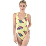 Colorful Butterflies Pattern High Leg Strappy Swimsuit