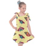 Colorful Butterflies Pattern Kids  Tie Up Tunic Dress